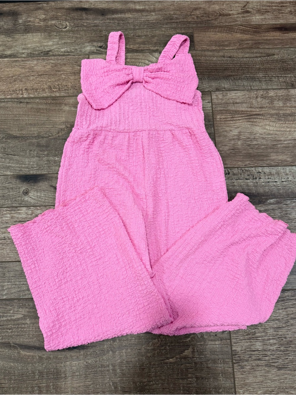 Zara Pink Textured Bow-Front Jumpsuit